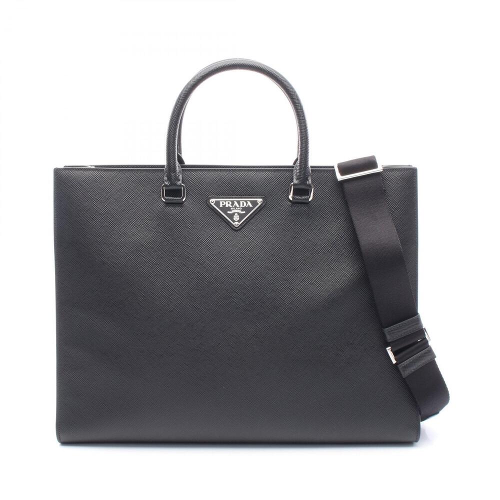 Prada Saffiano leather tote Shoulder bag black